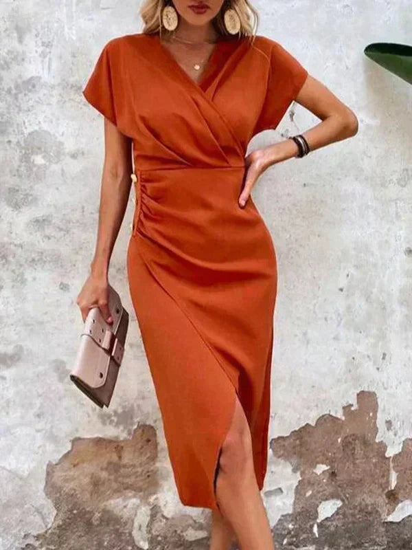Bo | Robe midi chic avec décolleté en V