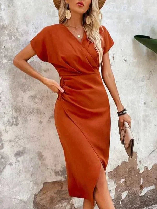 Bo | Robe midi chic avec décolleté en V
