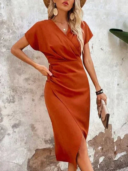 Bo | Robe midi chic avec décolleté en V